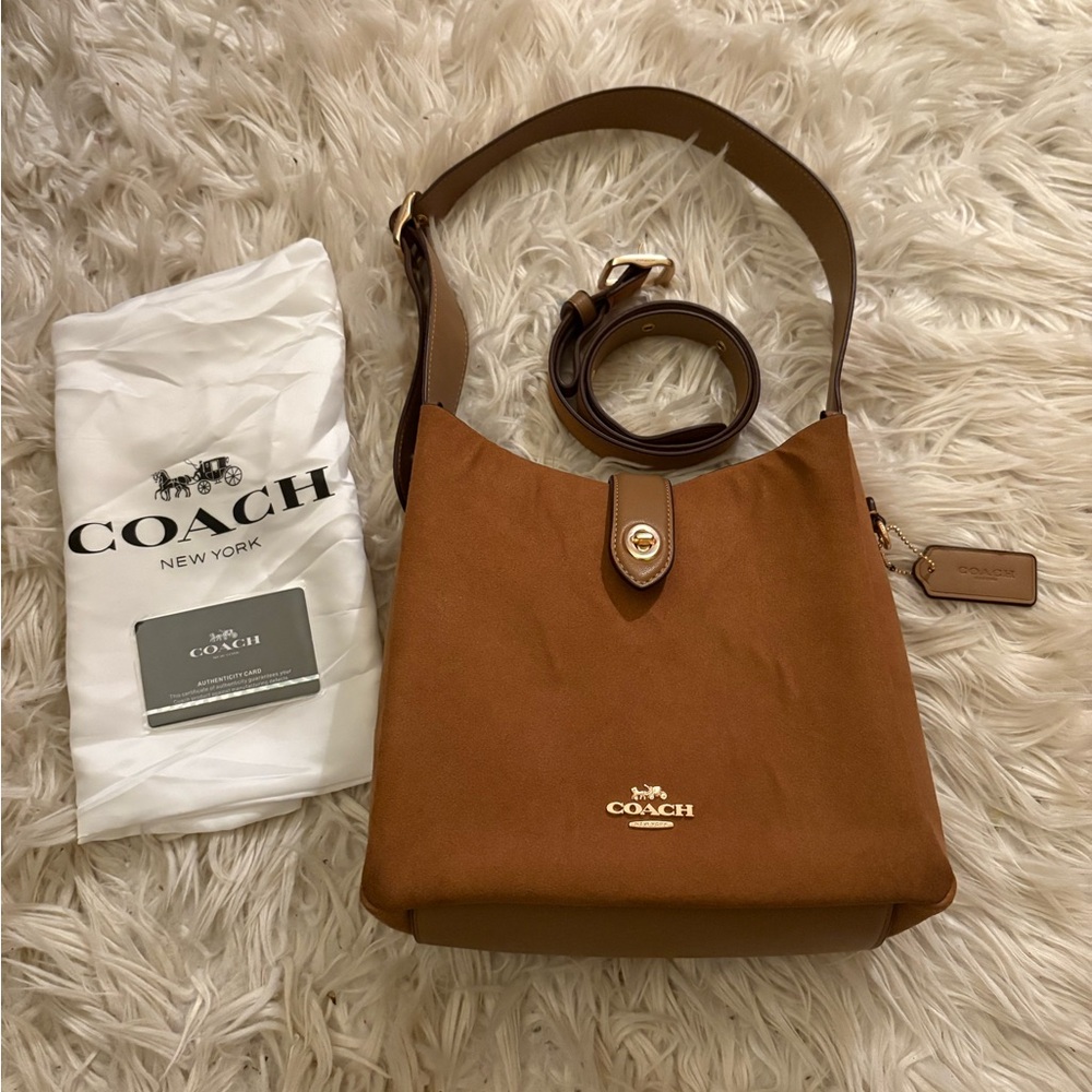 Coach Hadley Brown Suede Shoulder/Crossbody Bag